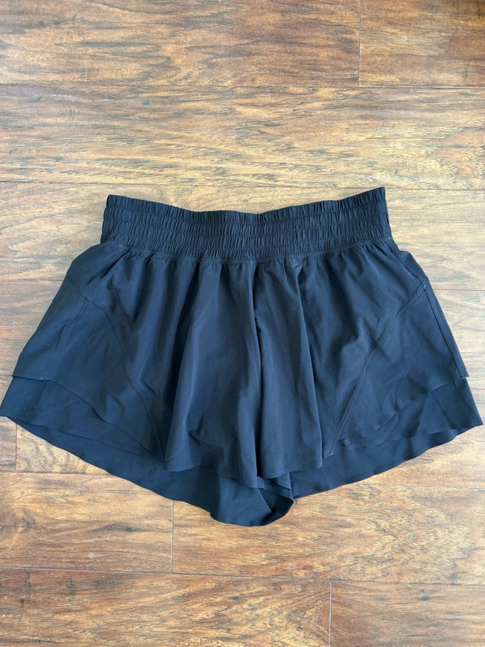 lululemon athletica Black Layered Active Skort with Smocked Waist